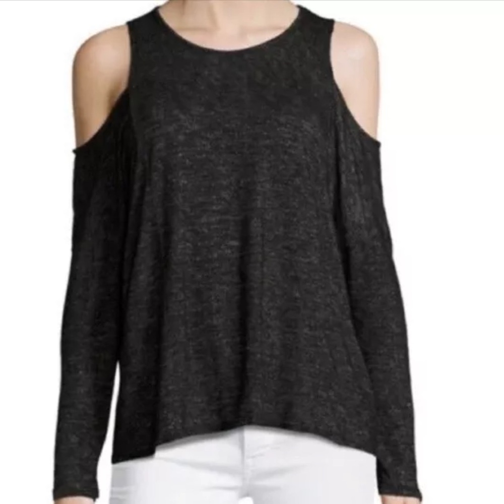 Velvet Graham & Spencer cold shoulder black sweater top Long sleeve womens XS